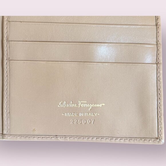 Authentic Salvatore Ferragamo Gancini Leather Wallet | Tan/Nude - Picture 6 of 7